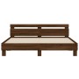 Oak brown headboard bed frame and LED lights 200x200 cm by , Beds and slatted bases - Ref: Foro24-3207524, Price: 175,46 €, D...