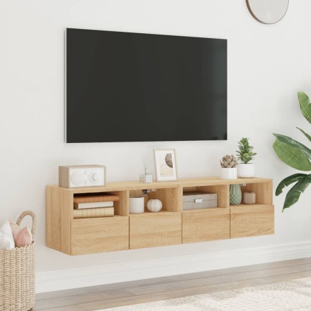 Wall TV cabinets 2 pcs Sonoma oak wood 60x30x30 cm by , TV Furniture - Ref: Foro24-836859, Price: 64,18 €, Discount: %