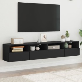 TV wall furniture 2 pcs engineered wood black 80x30x30 cm by , TV Furniture - Ref: Foro24-836871, Price: 89,84 €, Discount: %