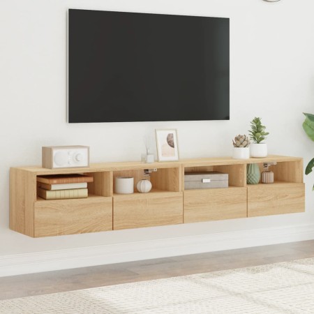 Muebles de pared para TV 2 uds madera roble Sonoma 80x30x30 cm de , Muebles TV - Ref: Foro24-836873, Precio: 77,86 €, Descuen...