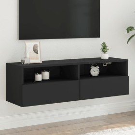 Black engineered wood TV wall cabinet 100x30x30 cm by , TV Furniture - Ref: Foro24-836884, Price: 53,70 €, Discount: %