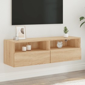 Sonoma oak engineered wood TV wall cabinet 100x30x30 cm by , TV Furniture - Ref: Foro24-836886, Price: 60,69 €, Discount: %