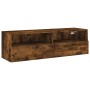 Engineered wood TV wall cabinet smoked oak 100x30x30 cm by , TV Furniture - Ref: Foro24-836890, Price: 61,73 €, Discount: %