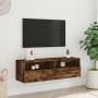 Engineered wood TV wall cabinet smoked oak 100x30x30 cm by , TV Furniture - Ref: Foro24-836890, Price: 61,73 €, Discount: %