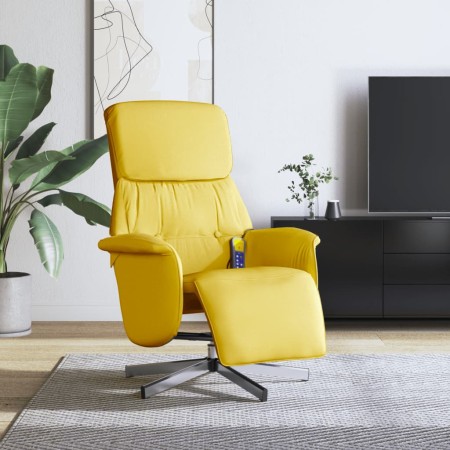 Sillón reclinable de masaje con reposapiés tela amarillo claro de , Sillones - Ref: Foro24-356677, Precio: 193,99 €, Descuent...