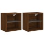 Wall bedside tables with LED lights 2 units brown oak by , TV Furniture - Ref: Foro24-837077, Price: 55,99 €, Discount: %