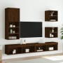 Wall bedside tables with LED lights 2 units brown oak by , TV Furniture - Ref: Foro24-837077, Price: 55,99 €, Discount: %