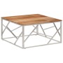 Silver stainless steel and solid acacia wood coffee table by , Coffee table - Ref: Foro24-349951, Price: 138,59 €, Discount: %