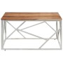 Silver stainless steel and solid acacia wood coffee table by , Coffee table - Ref: Foro24-349951, Price: 138,59 €, Discount: %