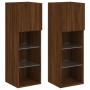 TV cabinets with LED lights 2 pcs oak brown 30.5x30x90 cm by , TV Furniture - Ref: Foro24-837014, Price: 89,94 €, Discount: %