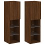 TV cabinets with LED lights 2 pcs oak brown 30.5x30x102 cm by , TV Furniture - Ref: Foro24-837028, Price: 97,74 €, Discount: %