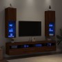 Muebles de TV con luces LED 2 uds marrón roble 30,5x30x102 cm de , Muebles TV - Ref: Foro24-837028, Precio: 97,65 €, Descuent...