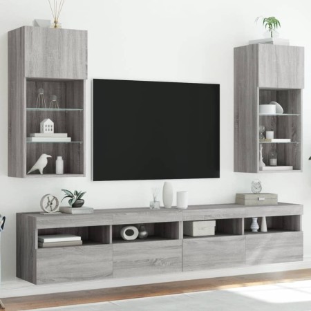 TV-Schränke mit LED-Leuchten 2 Stk. Sonomagrau 40,5x30x90 cm von , TV-Möbel - Ref: Foro24-837054, Preis: 100,24 €, Rabatt: %