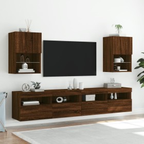 TV cabinets with LED lights 2 pcs oak 40.5x30x60 cm by , TV Furniture - Ref: Foro24-837042, Price: 83,32 €, Discount: %