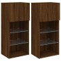 TV cabinets with LED lights 2 pcs oak brown 40.5x30x90 cm by , TV Furniture - Ref: Foro24-837056, Price: 98,36 €, Discount: %