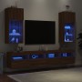 Muebles de TV con luces LED 2 uds marrón roble 40,5x30x90 cm de , Muebles TV - Ref: Foro24-837056, Precio: 98,36 €, Descuento: %