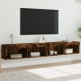 Muebles de TV con luces LED 2 uds roble ahumado 100x30x30 cm de , Muebles TV - Ref: Foro24-837164, Precio: 82,33 €, Descuento: %