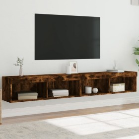 Muebles de TV con luces LED 2 uds roble ahumado 100x30x30 cm de , Muebles TV - Ref: Foro24-837164, Precio: 82,43 €, Descuento: %