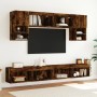 TV cabinets with LED lights 2 pcs smoked oak 100x30x30 cm by , TV Furniture - Ref: Foro24-837164, Price: 82,43 €, Discount: %