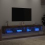 Muebles de TV con luces LED 2 uds roble ahumado 100x30x30 cm de , Muebles TV - Ref: Foro24-837164, Precio: 82,33 €, Descuento: %