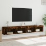 Muebles de TV con luces LED 2 uds roble ahumado 100x30x30 cm de , Muebles TV - Ref: Foro24-837164, Precio: 82,33 €, Descuento: %