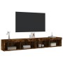 Muebles de TV con luces LED 2 uds roble ahumado 100x30x30 cm de , Muebles TV - Ref: Foro24-837164, Precio: 82,33 €, Descuento: %