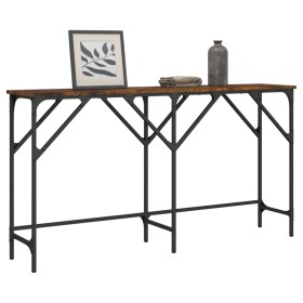 Smoked oak engineered wood console table 140x29x75 cm by , Side tables - Ref: Foro24-837759, Price: 48,99 €, Discount: %