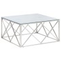 Silver stainless steel and tempered glass coffee table by , Coffee table - Ref: Foro24-349979, Price: 244,29 €, Discount: %