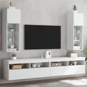 Muebles de TV con luces LED 2 uds blanco 30,5x30x90 cm de , Muebles TV - Ref: Foro24-837002, Precio: 99,17 €, Descuento: %