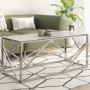 Silver stainless steel and tempered glass coffee table by , Coffee table - Ref: Foro24-349939, Price: 145,99 €, Discount: %