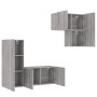 TV Wall Cabinets 4 Pieces Sonoma Gray Engineered Wood by , TV Furniture - Ref: Foro24-3216433, Price: 176,24 €, Discount: %