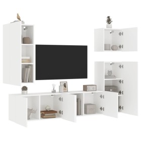 5-Piece White Engineered Wood Wall TV Cabinets by , TV Furniture - Ref: Foro24-3216446, Price: 221,15 €, Discount: %