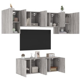 TV Wall Cabinets 6 Pieces Sonoma Gray Engineered Wood by , TV Furniture - Ref: Foro24-3216444, Price: 208,35 €, Discount: %