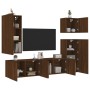 Wall TV cabinets 5 pcs oak brown engineered wood by , TV Furniture - Ref: Foro24-3216452, Price: 224,93 €, Discount: %