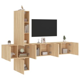 TV wall cabinets 5 pcs engineered wood Sonoma oak by , TV Furniture - Ref: Foro24-3216459, Price: 220,37 €, Discount: %