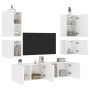 Wall TV cabinets 6 pieces engineered wood white by , TV Furniture - Ref: Foro24-3216471, Price: 200,97 €, Discount: %