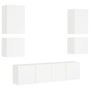 Wall TV cabinets 6 pieces engineered wood white by , TV Furniture - Ref: Foro24-3216471, Price: 200,97 €, Discount: %