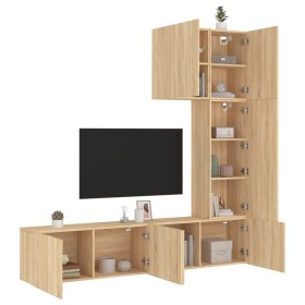 Muebles de TV de pared 5 pzas madera de ingeniería roble Sonoma de , Muebles TV - Ref: Foro24-3216484, Precio: 228,84 €, Desc...