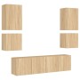 Wall TV cabinets 6 pieces engineered wood Sonoma oak by , TV Furniture - Ref: Foro24-3216473, Price: 192,83 €, Discount: %