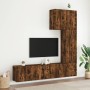 Wall TV cabinets 5 pieces engineered wood smoked oak by , TV Furniture - Ref: Foro24-3216486, Price: 231,67 €, Discount: %