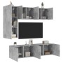 Wall TV cabinets 5 pieces engineered wood concrete gray by , TV Furniture - Ref: Foro24-3216467, Price: 207,02 €, Discount: %