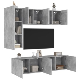 Wall TV cabinets 5 pieces engineered wood concrete gray by , TV Furniture - Ref: Foro24-3216467, Price: 214,99 €, Discount: %