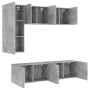 Wall TV cabinets 5 pieces engineered wood concrete gray by , TV Furniture - Ref: Foro24-3216467, Price: 207,02 €, Discount: %