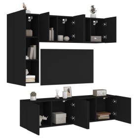 5-Piece Black Engineered Wood Wall TV Cabinets by , TV Furniture - Ref: Foro24-3216465, Price: 216,99 €, Discount: %