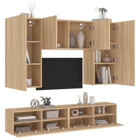 Muebles de TV de pared 5 pzas madera de ingeniería roble Sonoma de , Muebles TV - Ref: Foro24-3216520, Precio: 222,99 €, Desc...