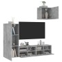 Wall TV cabinets 4 pieces engineered wood concrete gray by , TV Furniture - Ref: Foro24-3216503, Price: 153,10 €, Discount: %