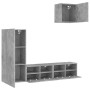 Wall TV cabinets 4 pieces engineered wood concrete gray by , TV Furniture - Ref: Foro24-3216503, Price: 153,10 €, Discount: %