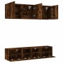 Wall TV cabinets 5 pieces engineered wood smoked oak by , TV Furniture - Ref: Foro24-3216515, Price: 170,99 €, Discount: %