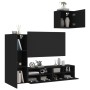 Muebles de TV de pared 4 piezas madera de ingeniería negro de , Muebles TV - Ref: Foro24-3216501, Precio: 149,36 €, Descuento: %