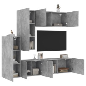 Wall TV cabinets 5 pieces engineered wood concrete gray by , TV Furniture - Ref: Foro24-3216492, Price: 260,99 €, Discount: %